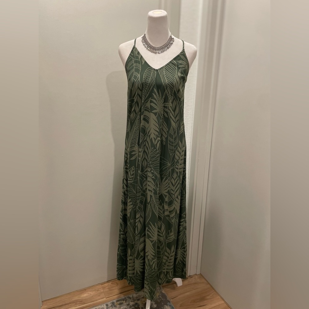 Old Navy Green Tropical Palm Leaves Printed Sleeveless Maxi Dress - XS